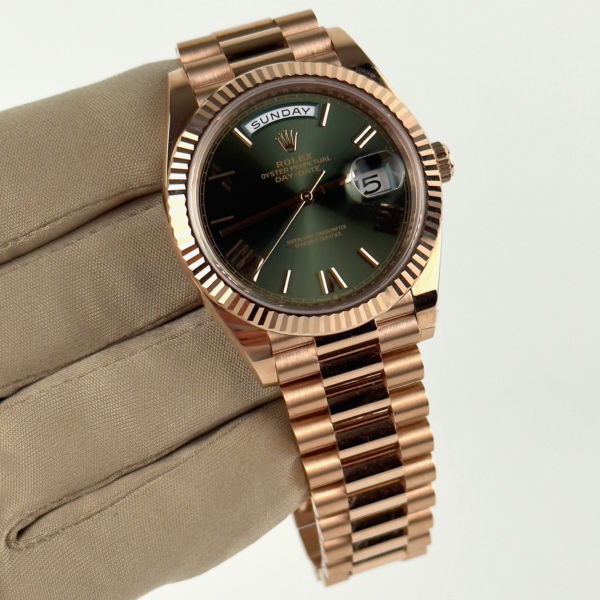 Rolex 228235 Day Date 40 18K Rose Gold with Olive Green
